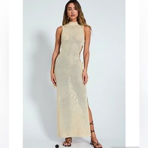 DEVON WINDSOR Cream Knit Cutout Maxi Dress